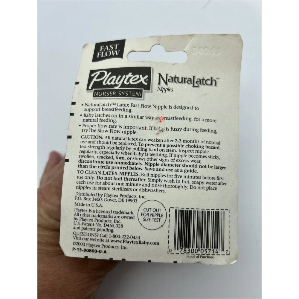 Playtex‎ Nurser Natural Latch Nipples, 3-6 months, Fast Flow , 2 ct, VTG 2003.